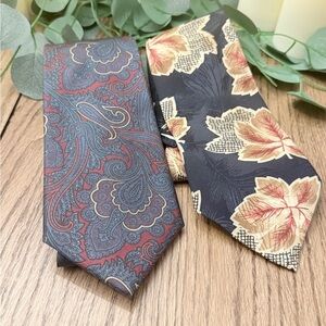 Lot of 2 Envoy Limited Edition Men's Ties Paisley Falling Leaves 56/58 inches DC